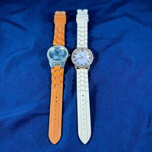 Set Of 2 Figaro Ladies Watches - Needs Batteries -  With Rhinestone Bezels & Sil